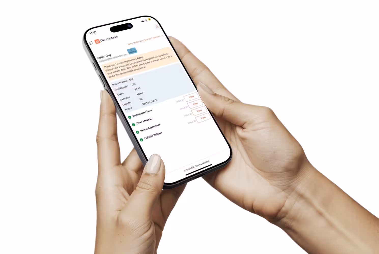Dive centre staff preparing digital waiver forms on a tablet